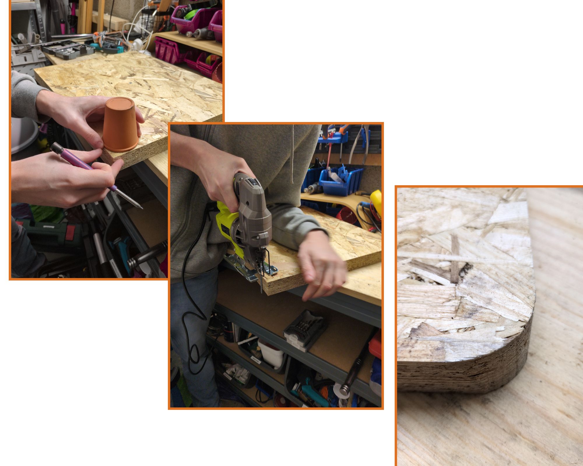 Les coins sont arrondis à la scie sauteuse