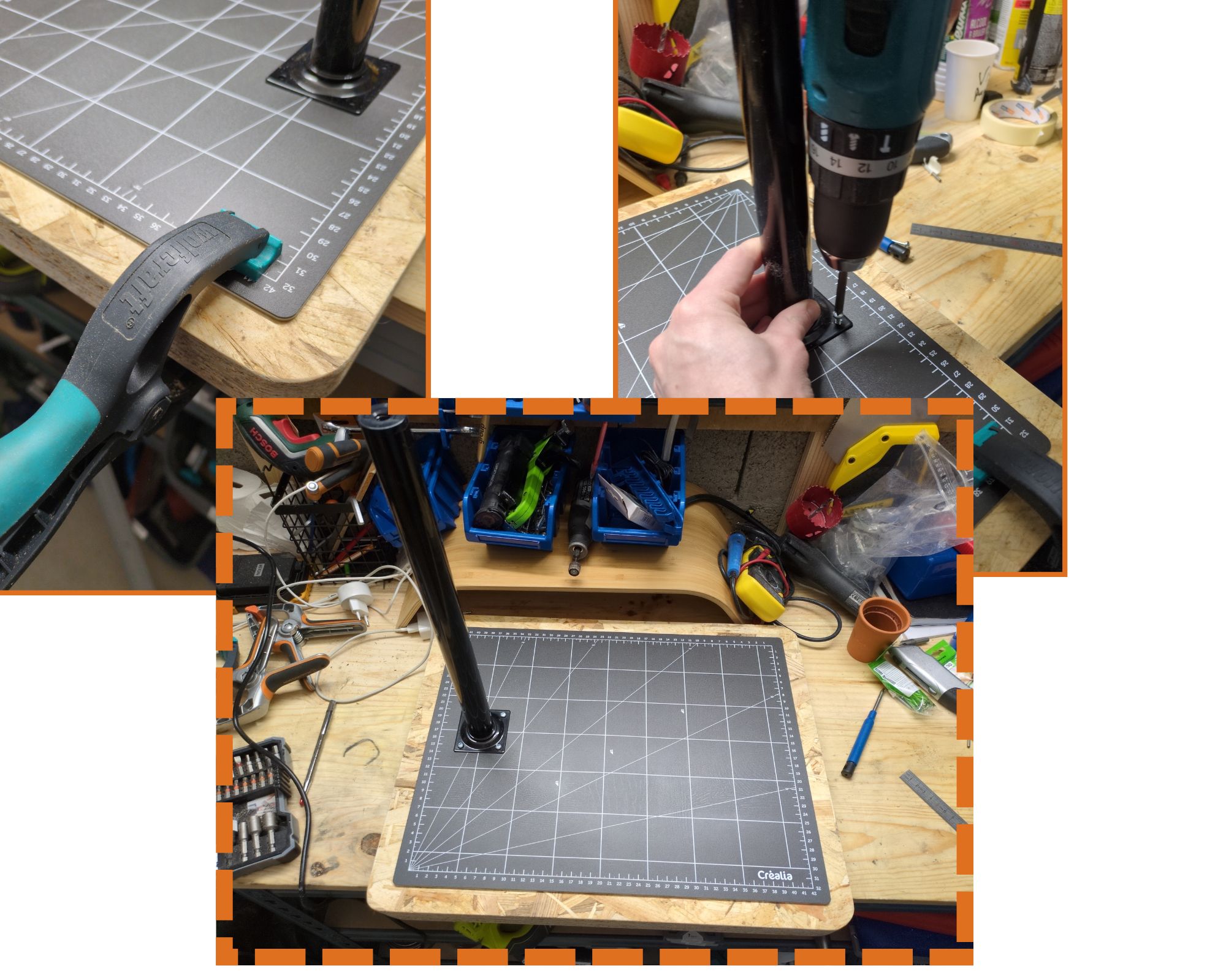 Vissage du pied de meuble sur la base OSB